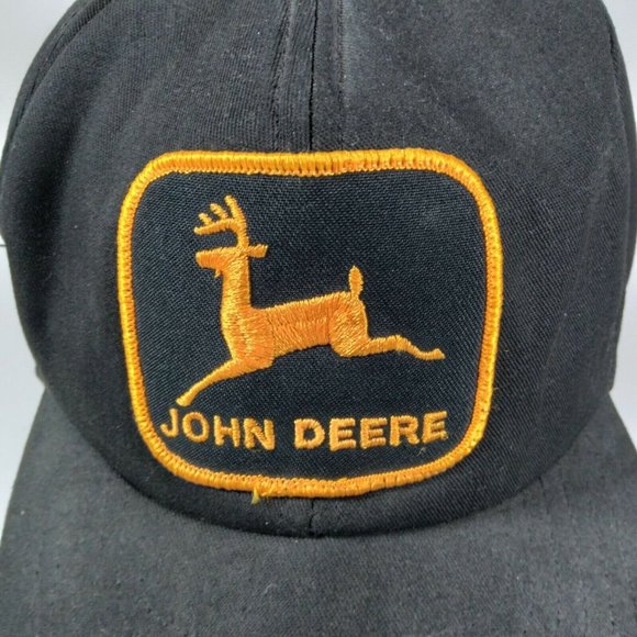 John Deere 6 Panel Swingster Snapback Hat Patch Yellow Black Made in USA - Picture 3 of 7